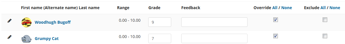 As U Learn Grade Book Modify Grades