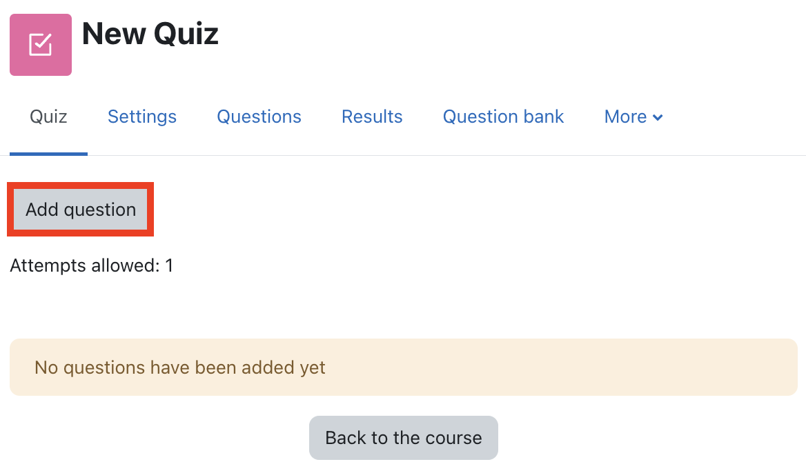 Click on the quiz then click the Add question button