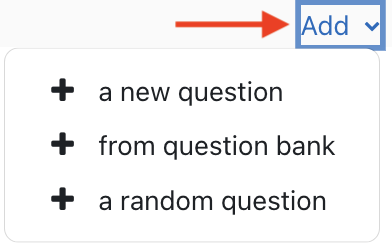 Question page Add dropdown menu for new, bank, and random questions