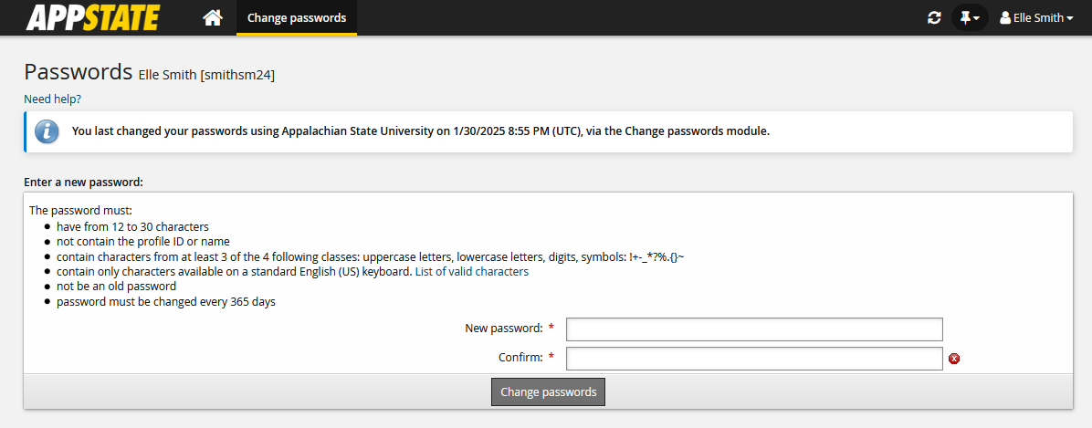 Updating Your Password