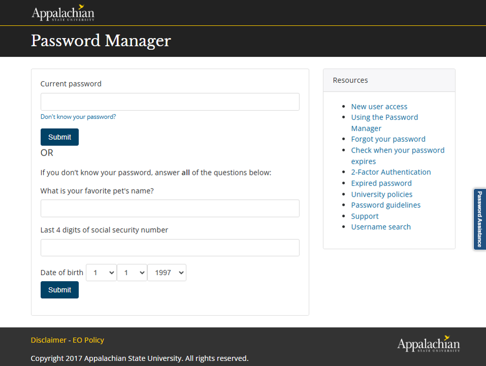 Enter your current password or recover your password. 