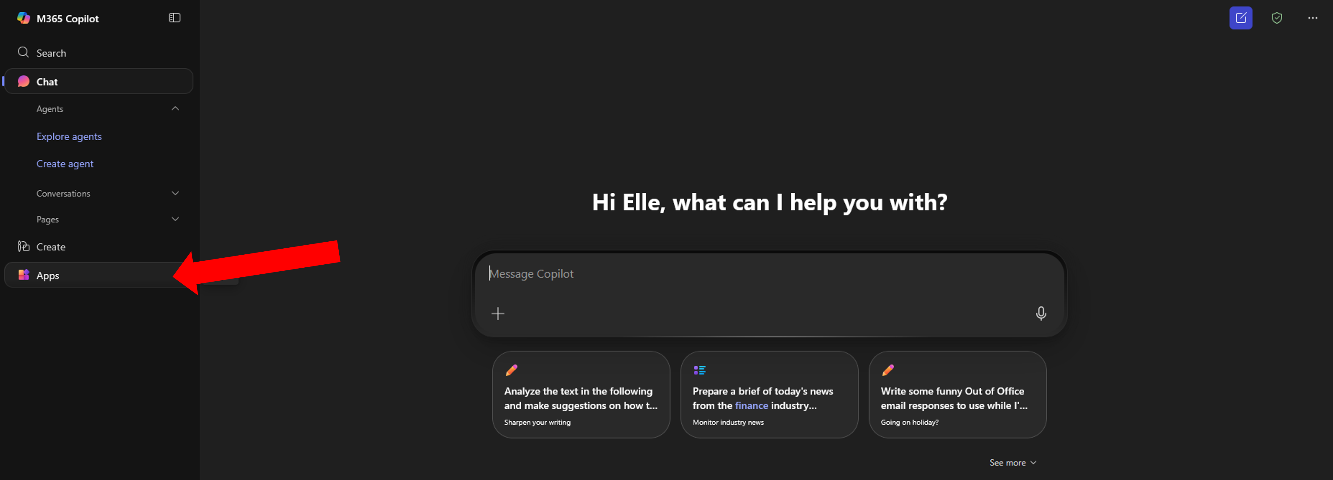 Click on apps in the sidebar. 