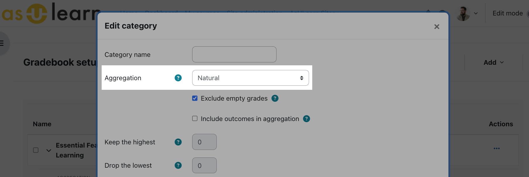 Selecting your preferred aggregation.