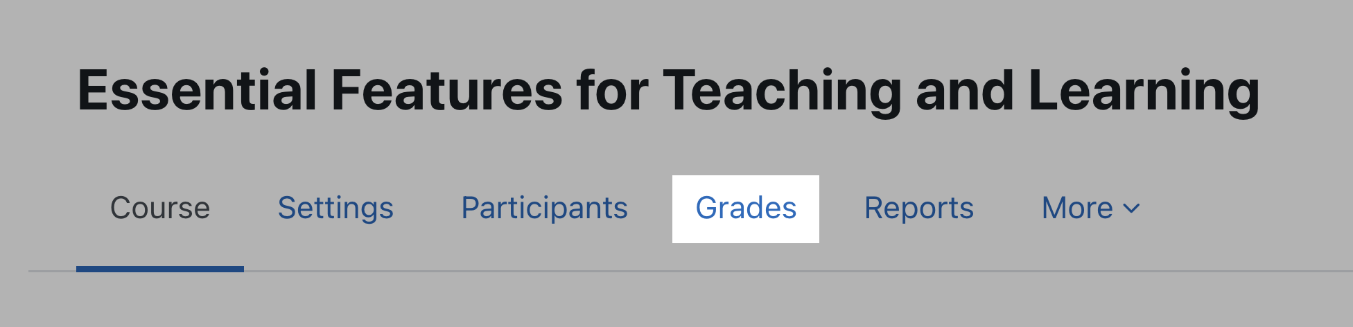 Selecting the grades link.