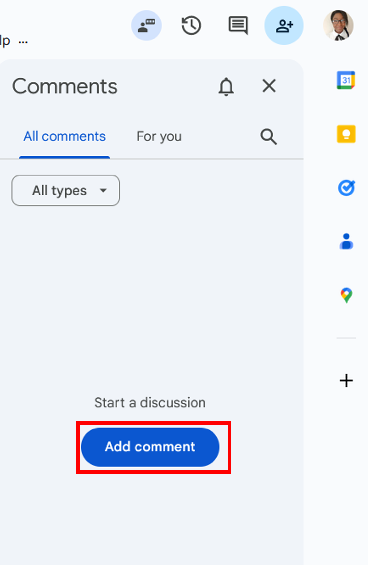 Adding a comment to a Doc.