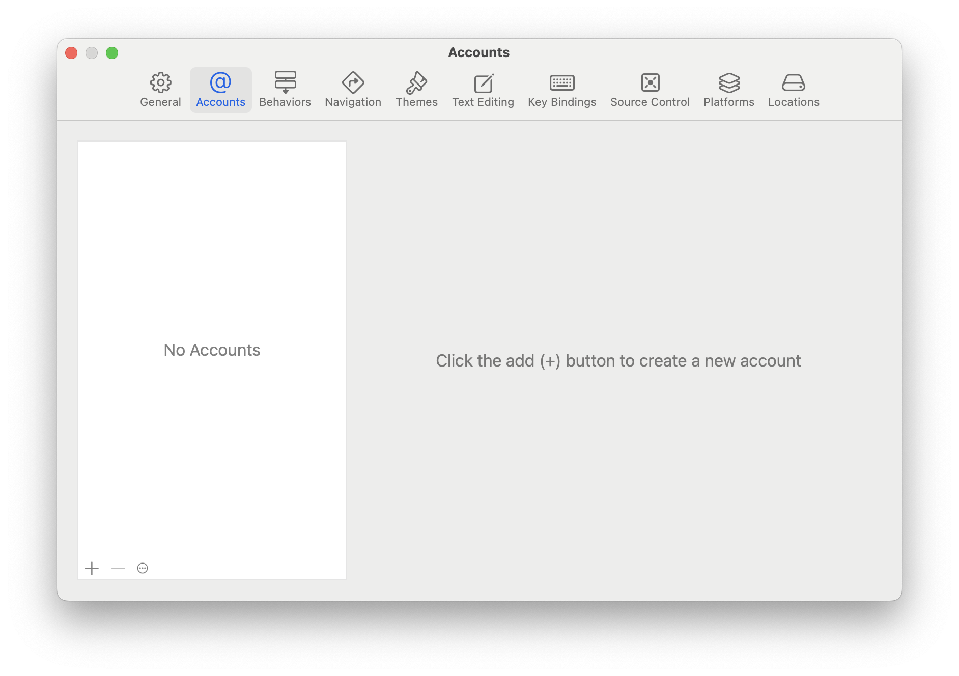 Click on the accounts icon to add accounts.