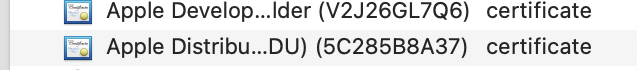 Apple Development and Distribution Certificates. 