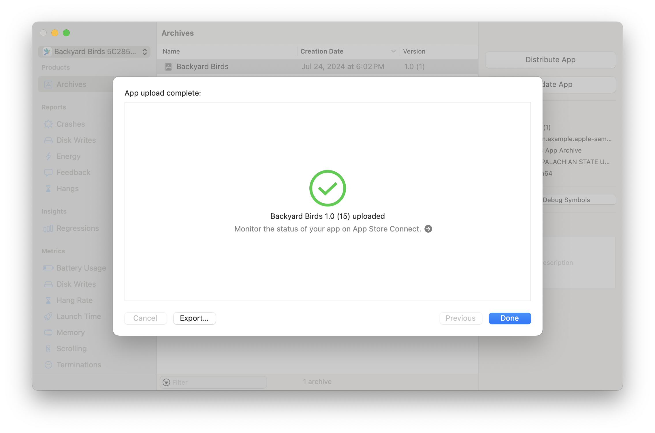 Upload complete. 