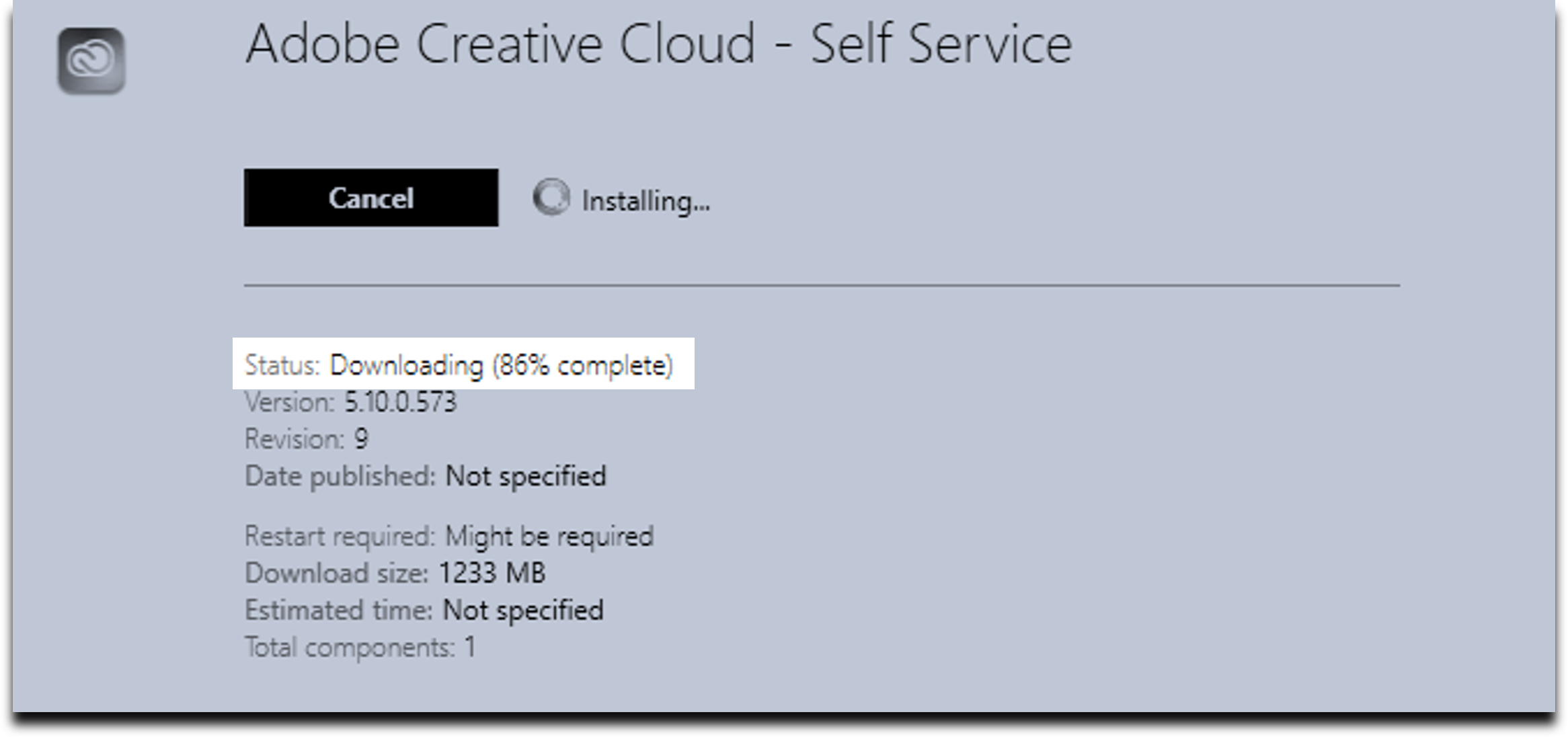 You can check the installation status.