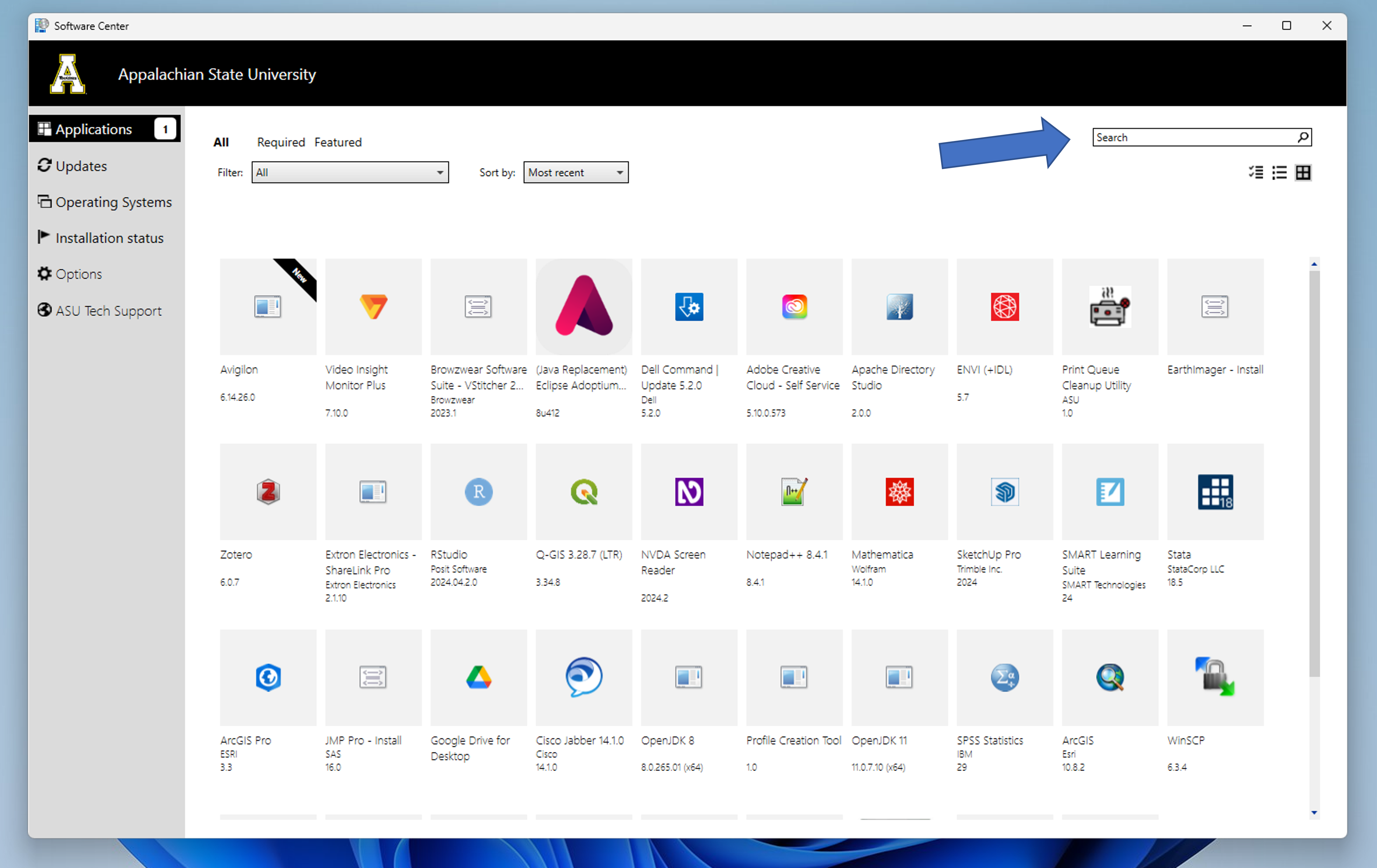 Find the application you want to install. 