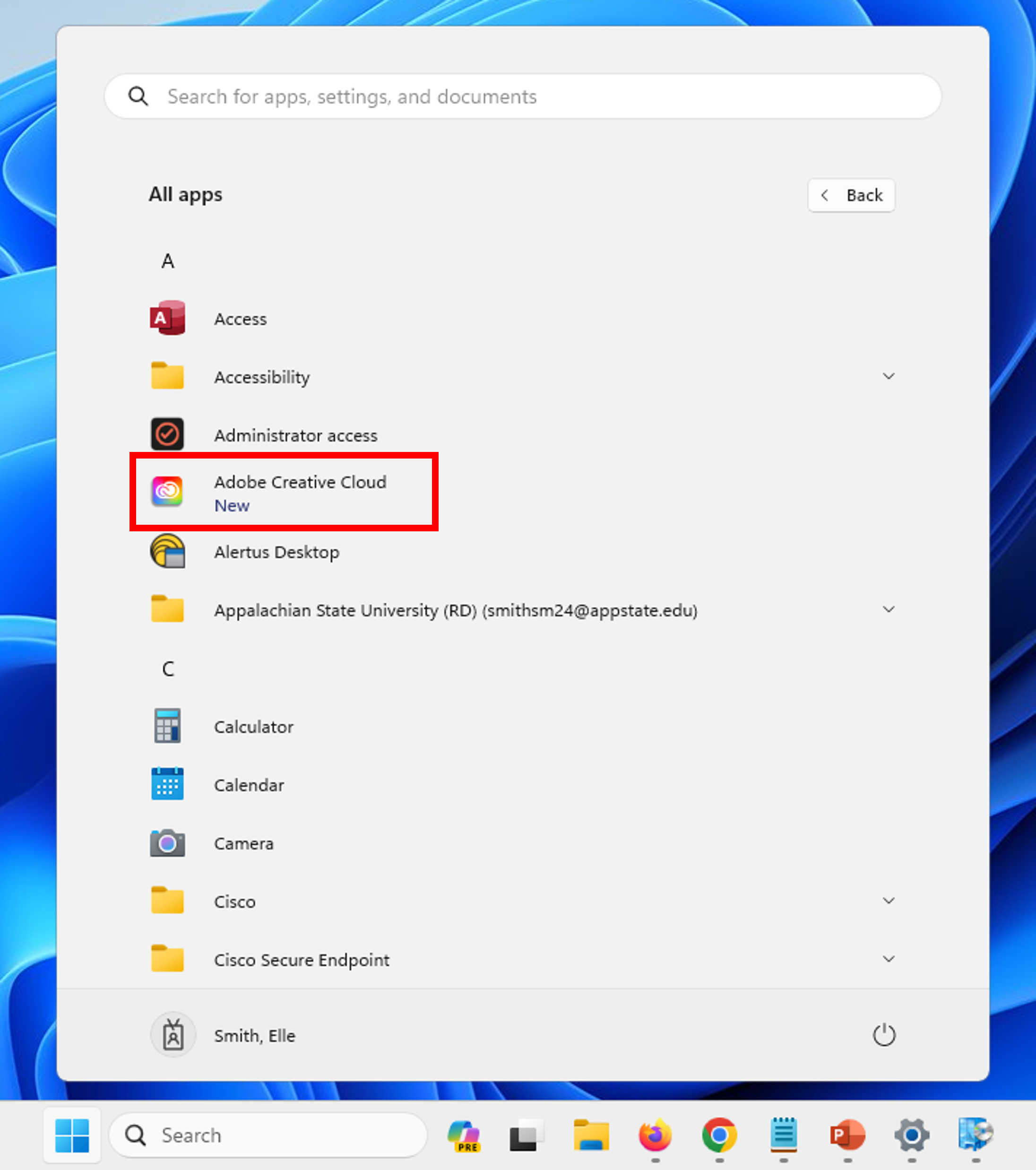 Find the downloaded application in your applications list. 