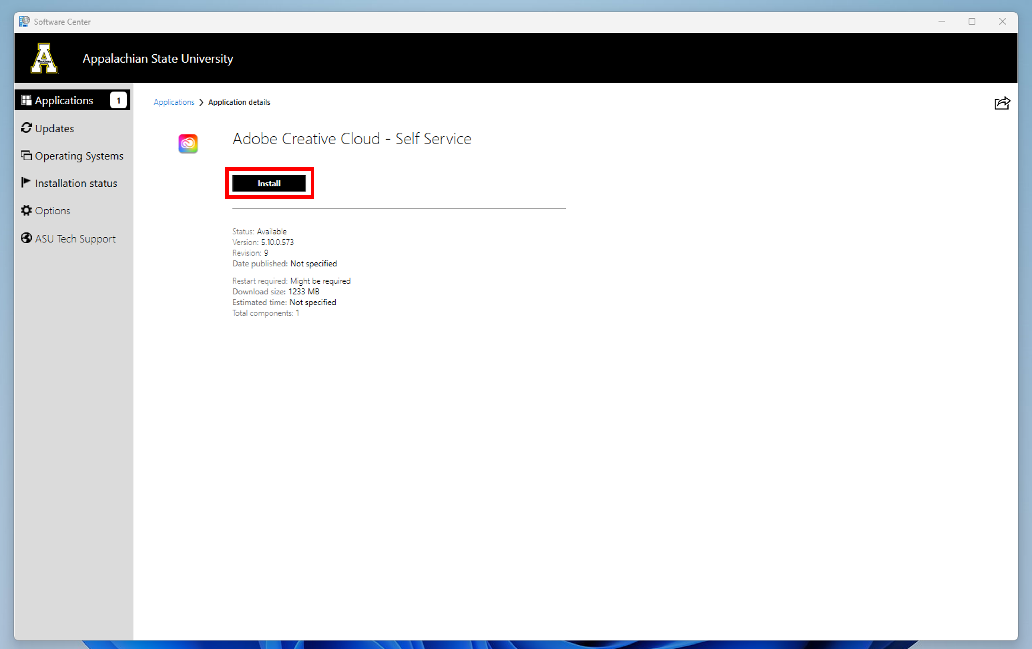 Click install and wait for the installation to complete. 