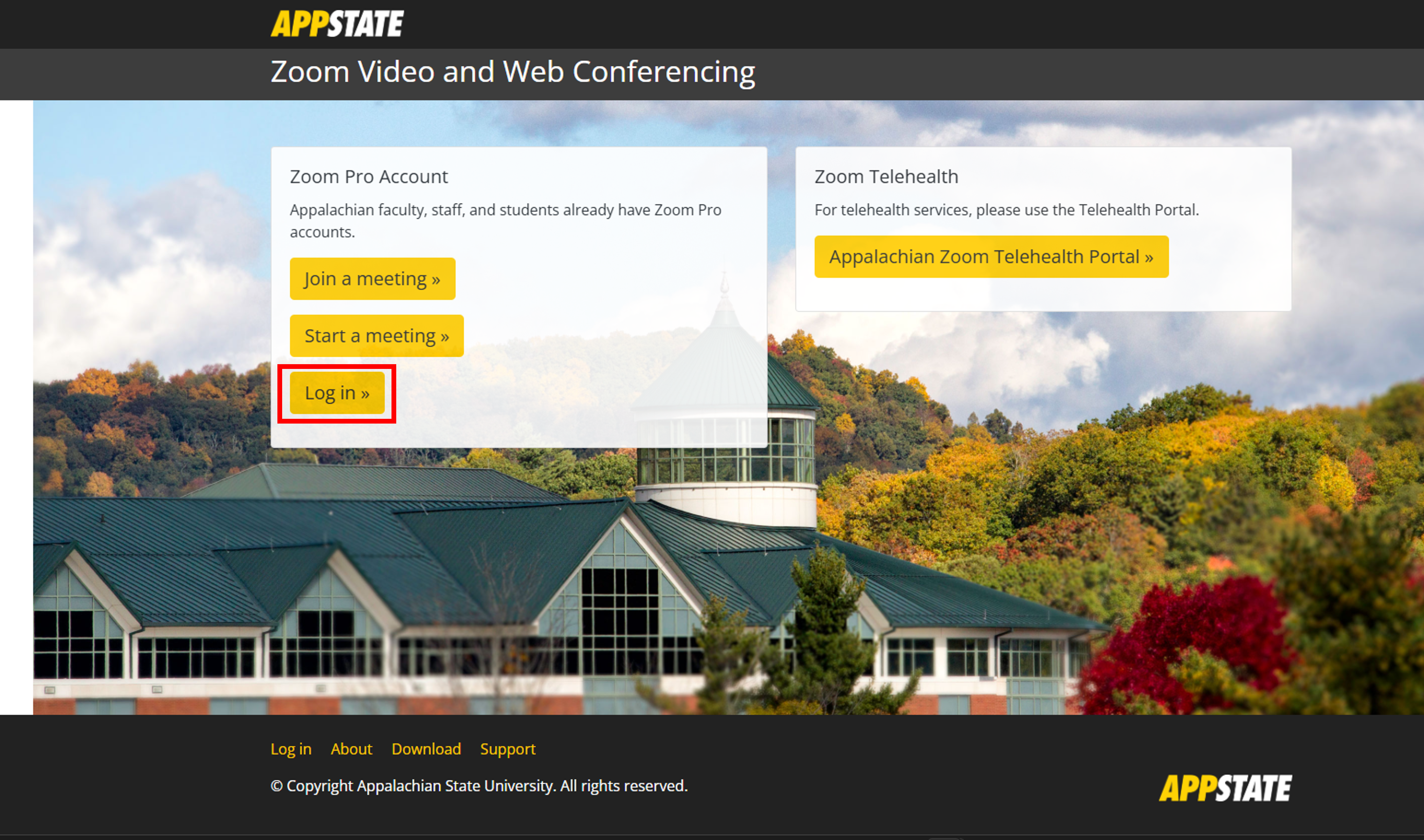 Log in to appstate.zoom.us.