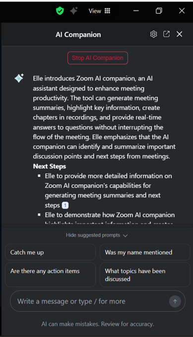 View summaries and other info about the meeting. 