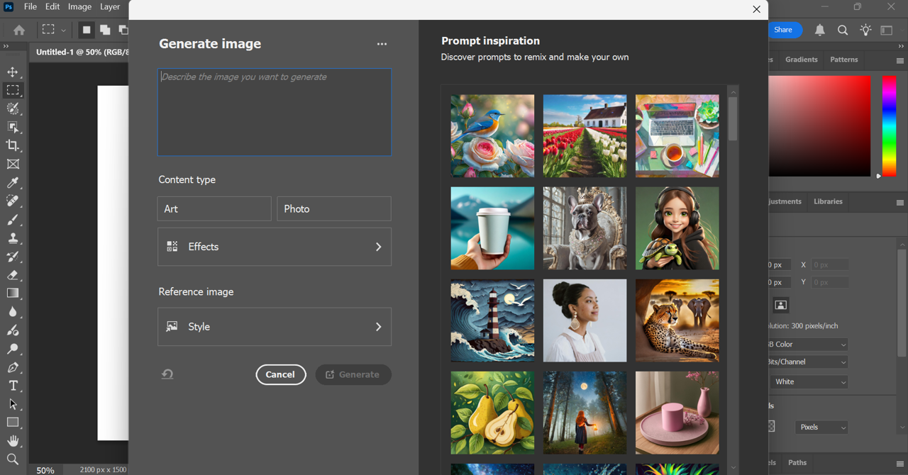 Enter your prompt and then click generate. 