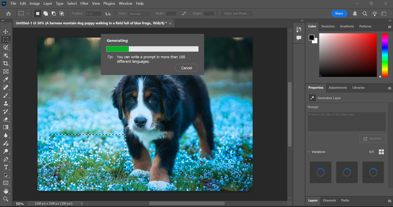 Select part of the screen and enter a new prompt. 
