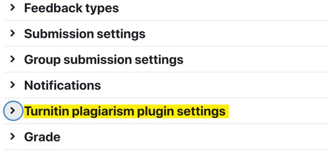 Turnitin plagiarism plugin settings