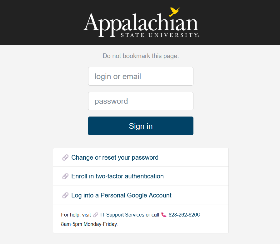 Universal App State sign-in page for all users.