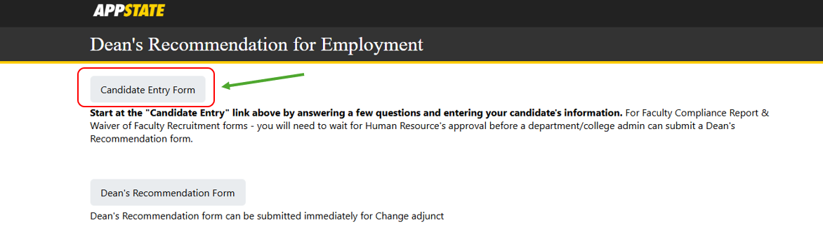 Candidate entry form button. 