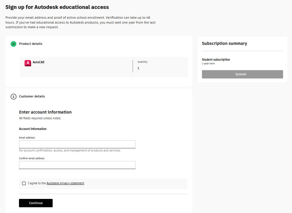 Enter your information to verify your student or faculty role.