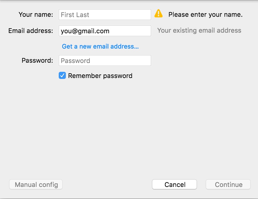 Enter your personal email information.