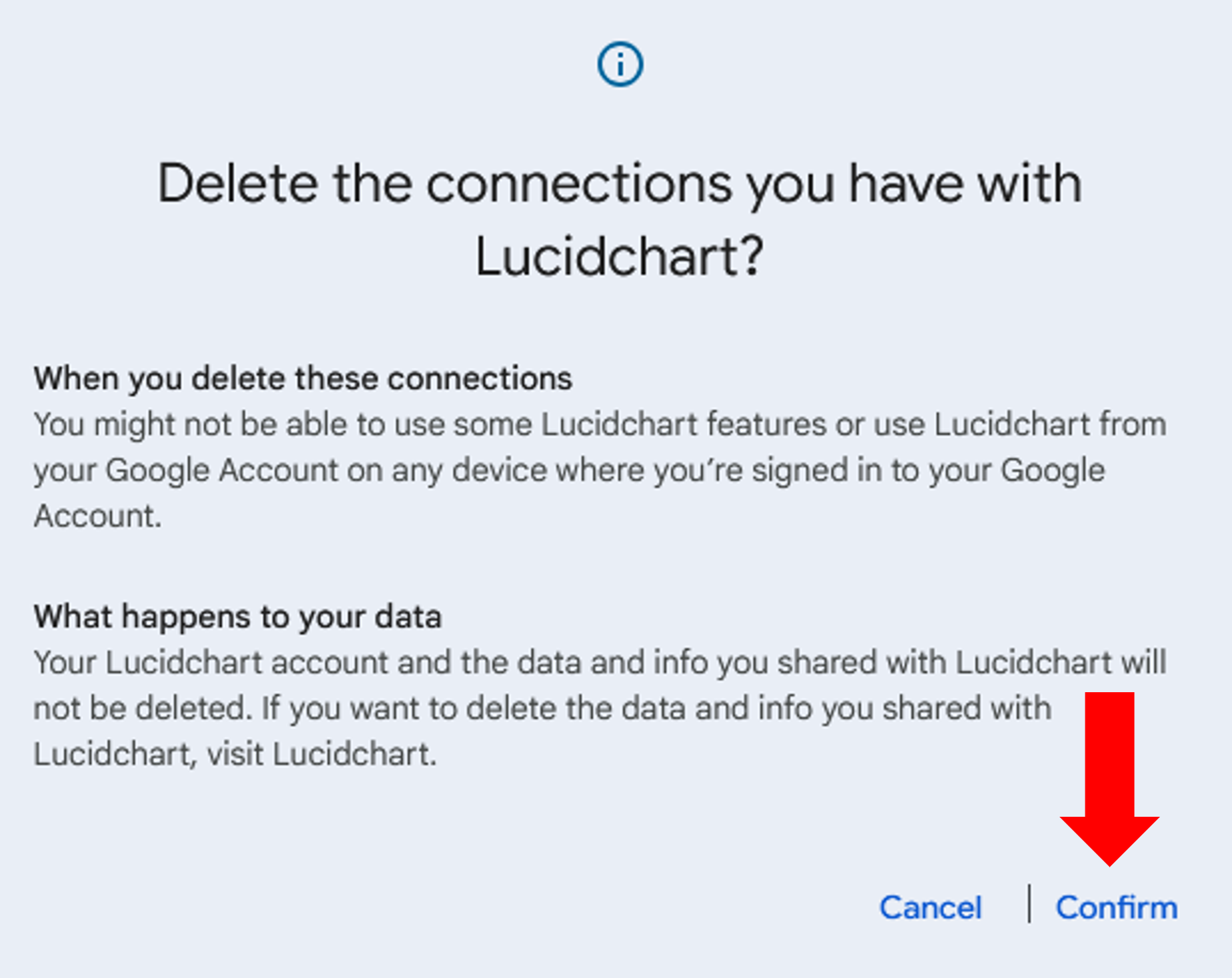 Confirm that you want to delete the connections.