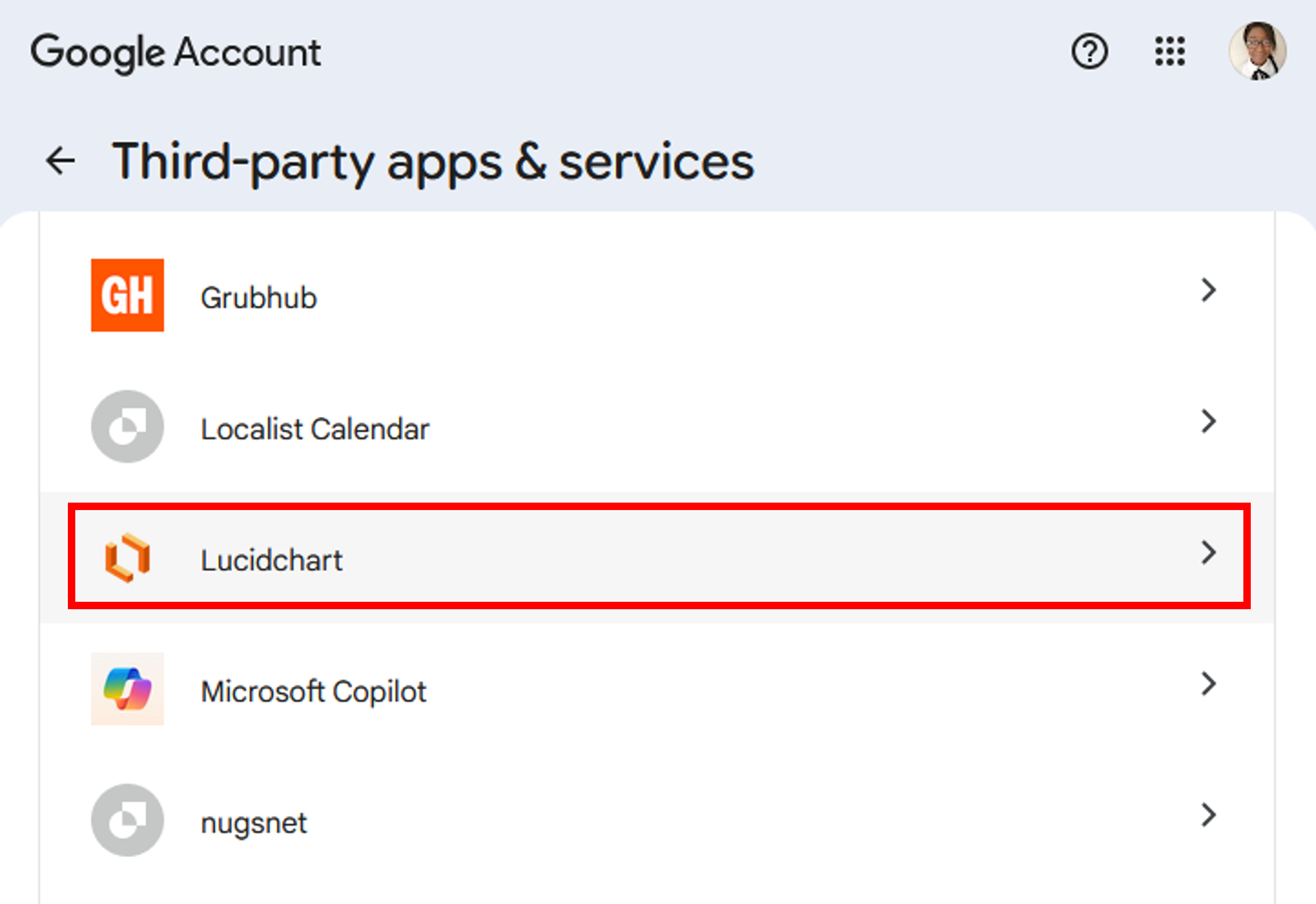 Select a third-party app.