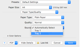 Changing the paper type print settings on a Mac computer. 