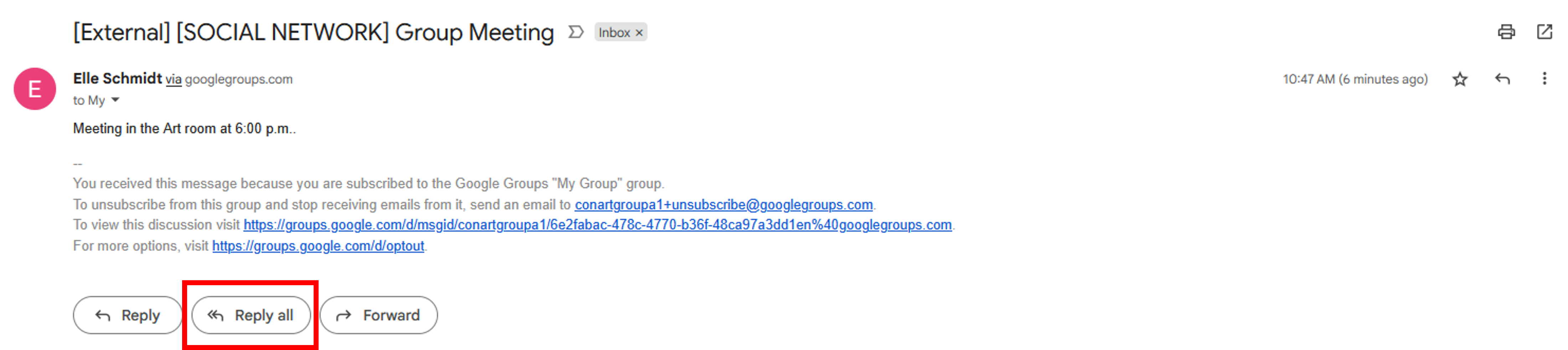 Group email message.