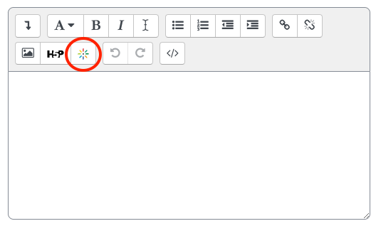Appalachian Technology Knowledge Base > Kaltura in AsULearn > kaltura4.png (Atto editor with kaltura starburst button) Atto editor with kaltura starburst button