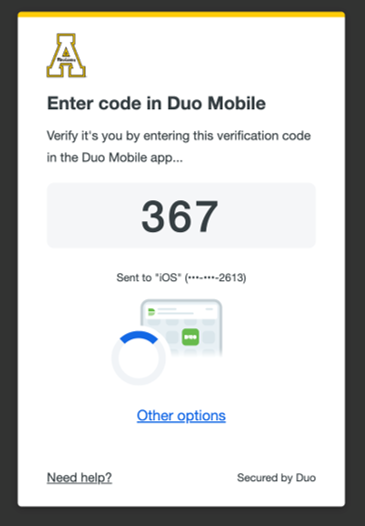 Duo Mobile Verified Push code prompt.