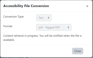 Showing the file is being converted message page.
