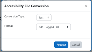 Showing the file type selection page.