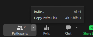 Invite link on menu bar Invite link on menu bar
