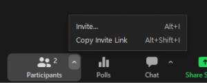 Invite link on menu bar