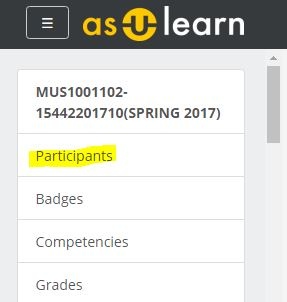 Appalachian Technology Knowledge Base > Groups: Create user groups and groupings in a course > participants.jpg Participants menu