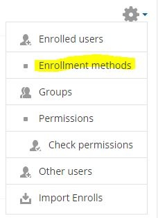 Enrollment methods menu