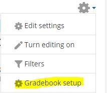 Gradebook setup menu