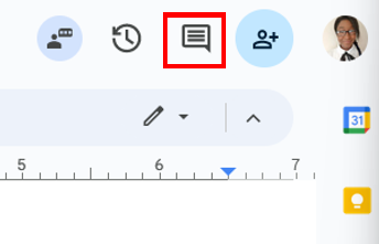 Clicking the comments icon to open the comments panel.