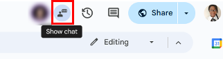Opening the chat box by clicking the show chat icon.