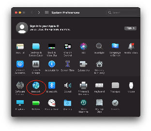 Open system preferences and click on network.
