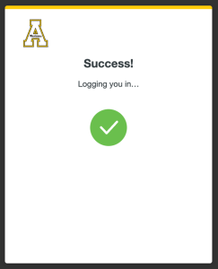 Login confirmation.